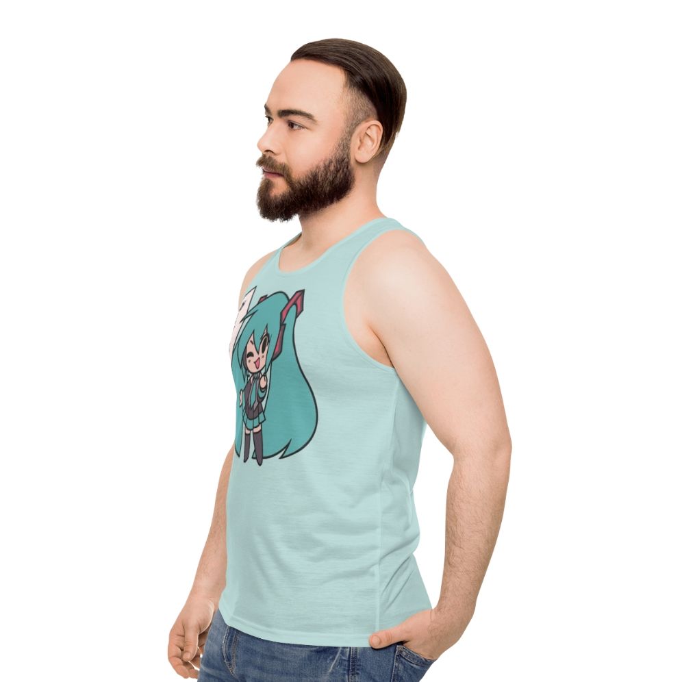 Hatsune Miku Chibi Ganbatte Unisex Tank Top - men side