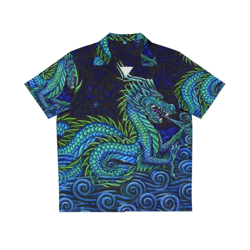 Colorful azure dragon printed on a Hawaiian shirt