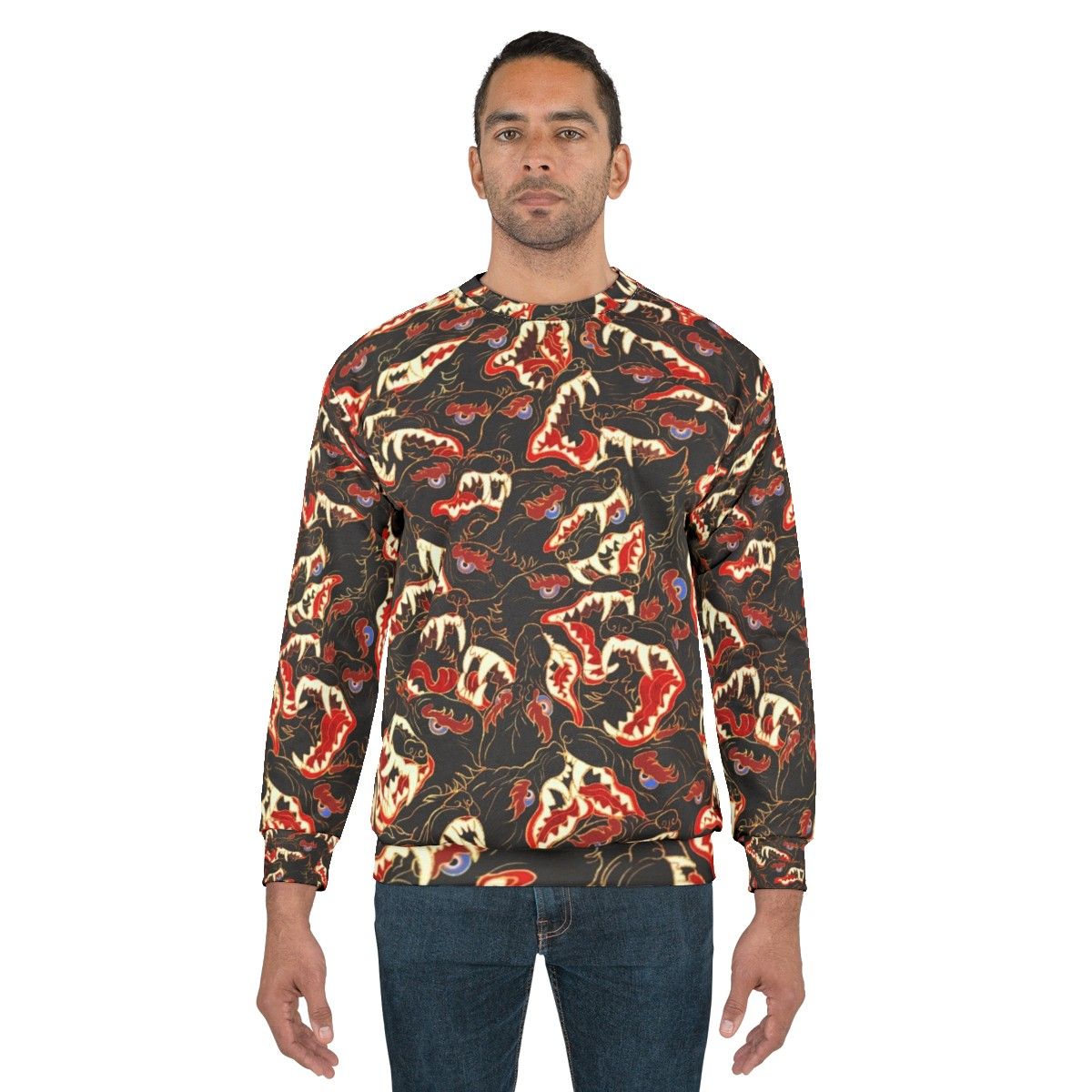 Ahamkara sweatshirt with wolves and tibetan canine design - men