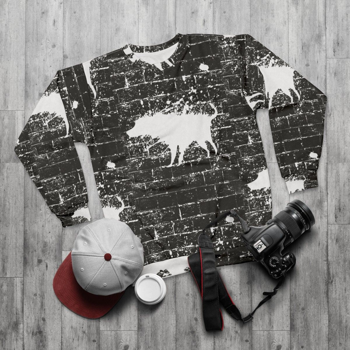 Banksy Splash Dog Graphic Sweatshirt - flat lay