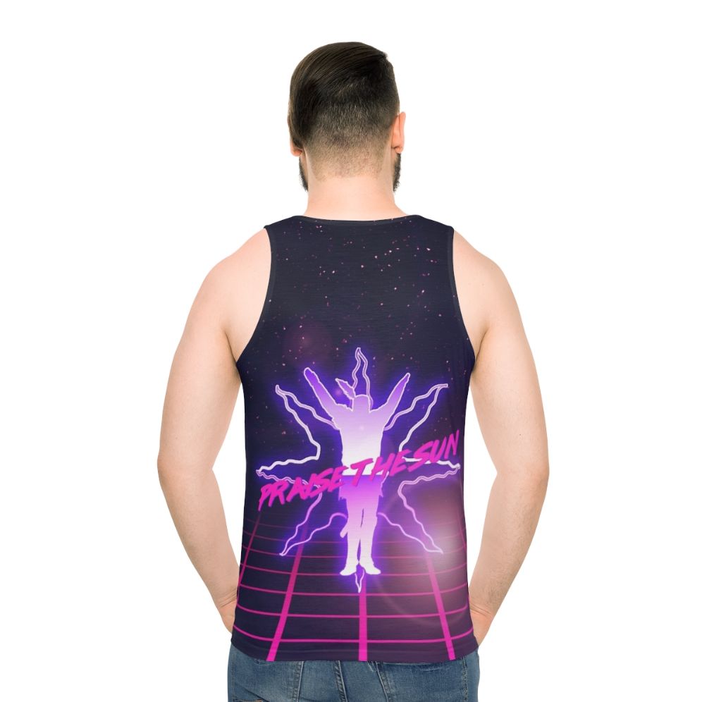 Retro 80s Praise the Sun Dark Souls Unisex Tank Top - men back