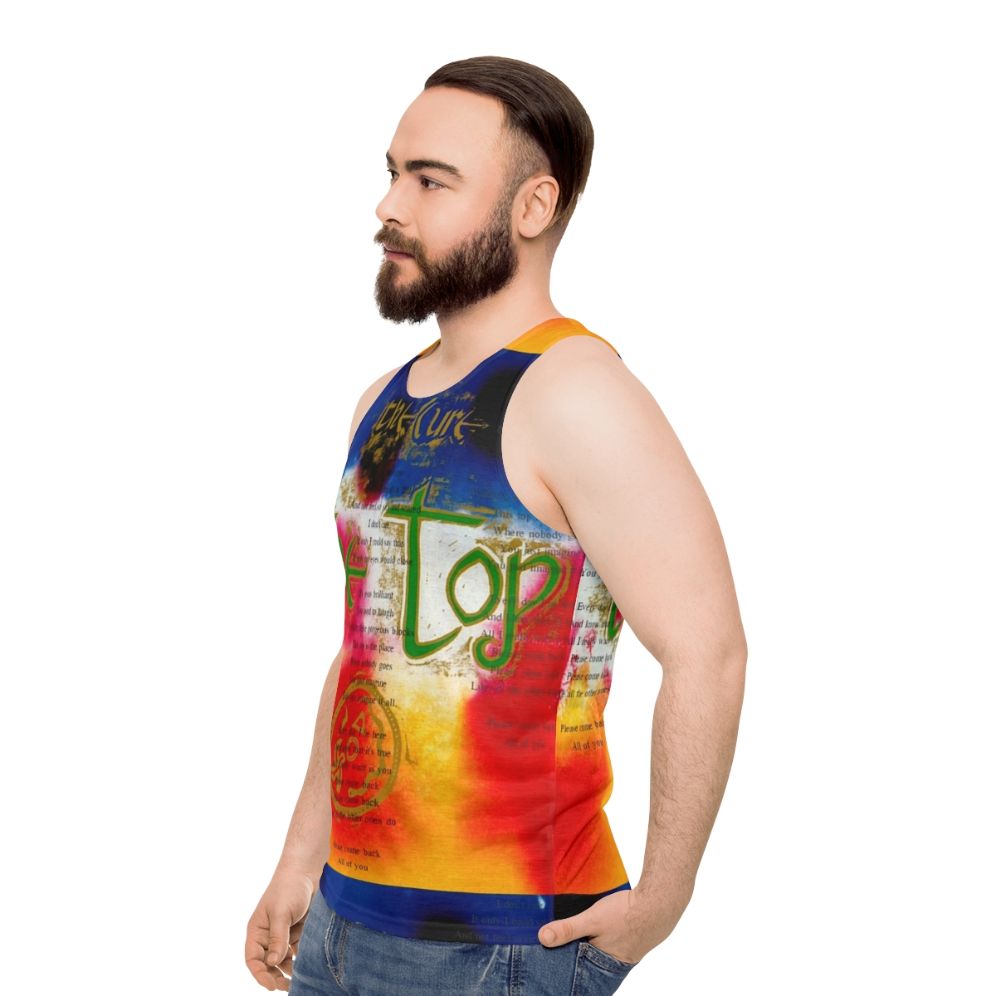 Retro unisex tank top with The Top Please Come Back graphic - men side