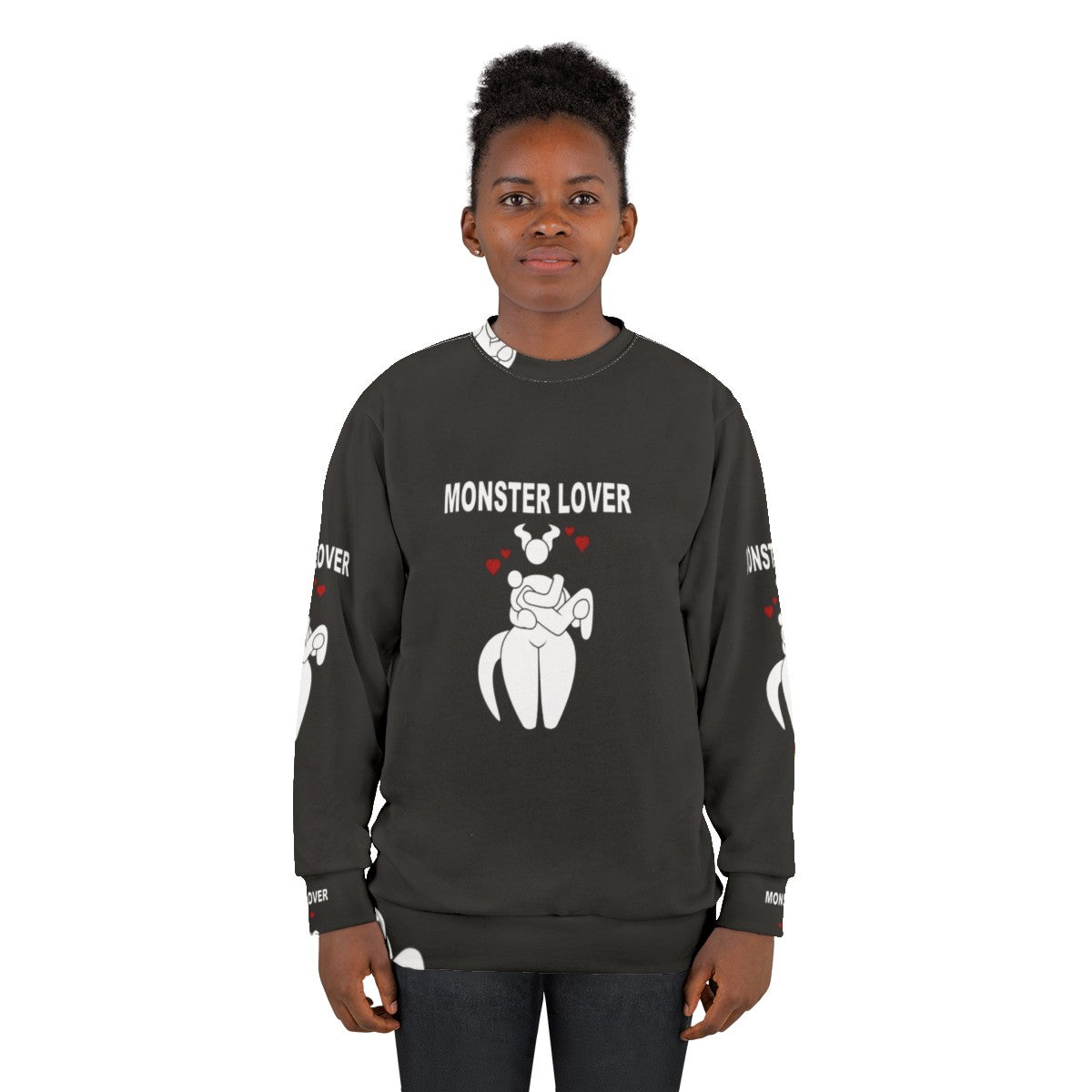 Monster Lover Black and White Graphic Sweatshirt - women