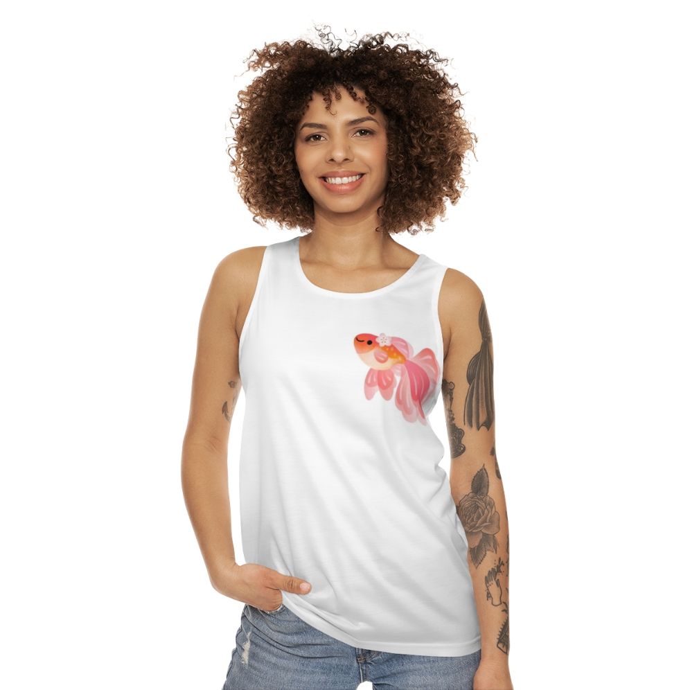 Cherry Blossom Goldfish Unisex Tank Top - women