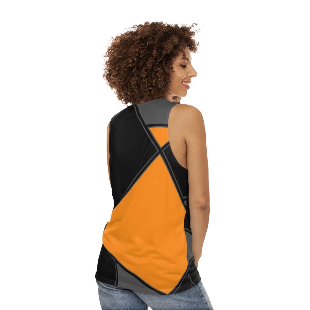 Geometric pattern unisex tank top - women back