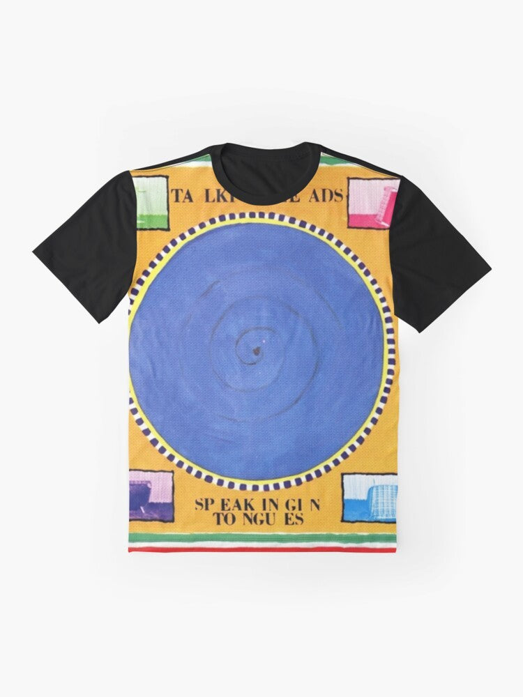 Talking Heads 80s Music Graphic T-Shirt Featuring the Classic Album "Speaking in Tongues" Design - Flat lay