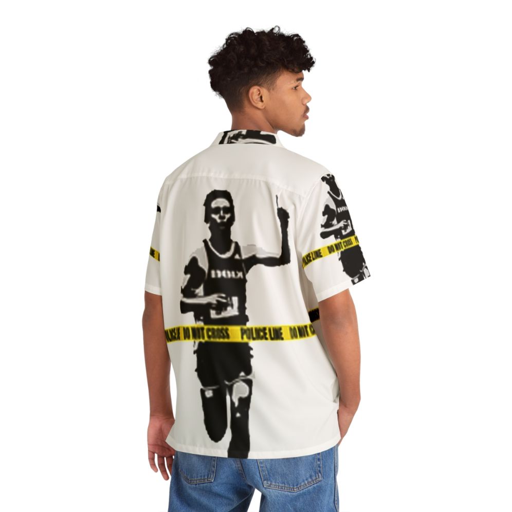 Banksy Marathon Runner Police Line Hawaiian Shirt - People Back