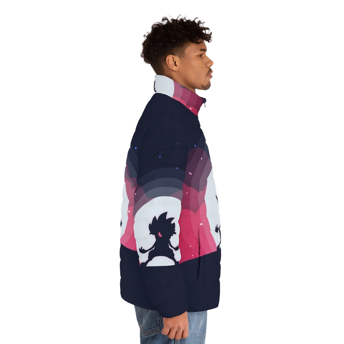 Lycanroc inspired puffer jacket with moon design - men side right