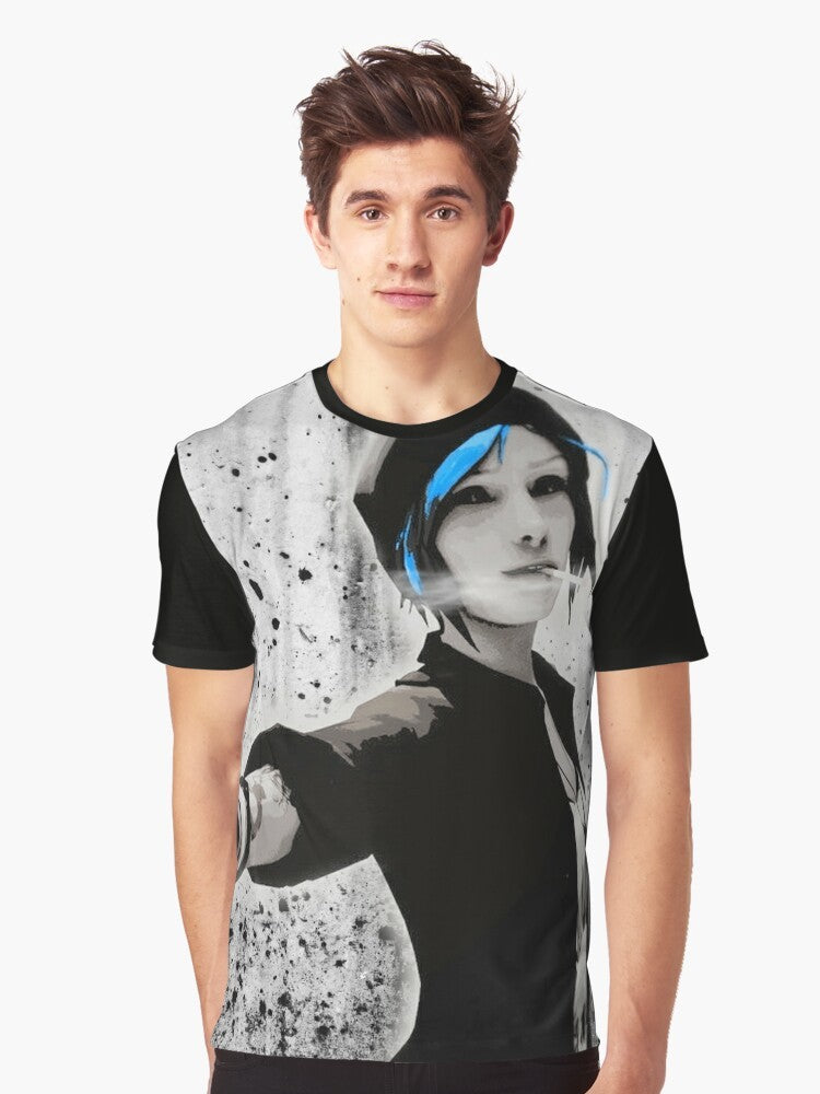 Chloe Price, the rebellious protagonist from the video game Life is Strange, featured in a colorful graphic design on a t-shirt. - Men