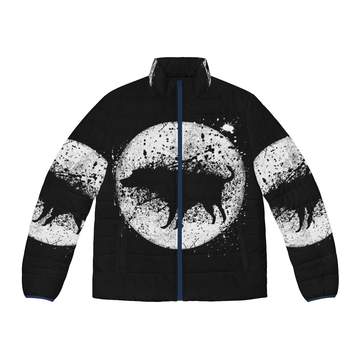 Banksy Splash Dog and Moon Puffer Jacket featuring street art inspired design