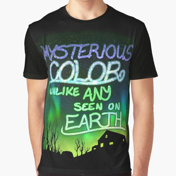 Mysterious "Color Out of Space" graphic t-shirt, inspired by the works of H.P. Lovecraft