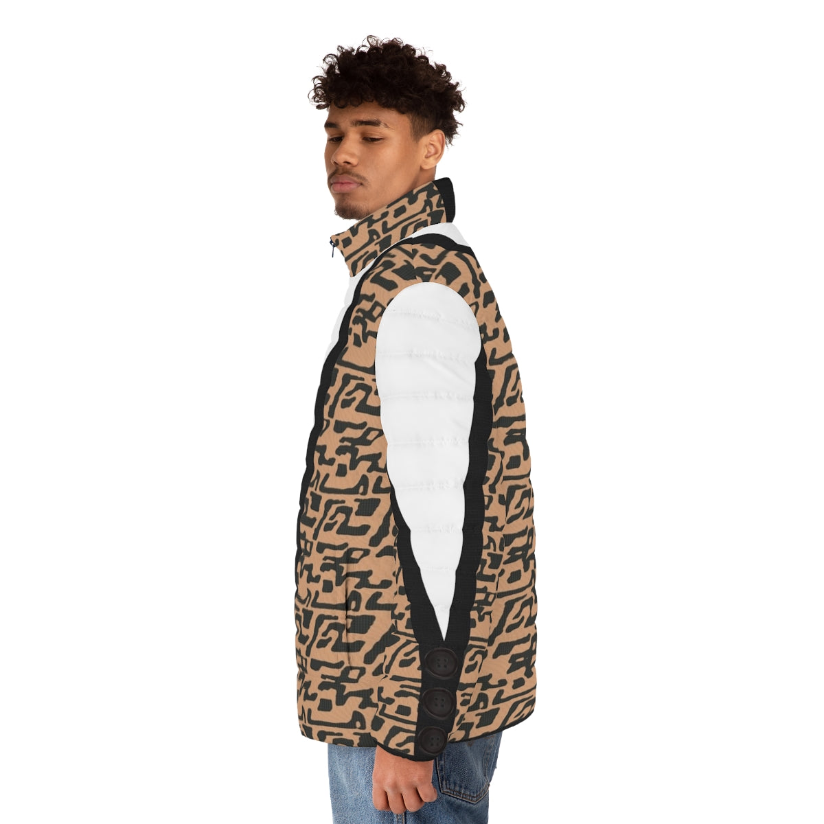 Retro Ferris Bueller inspired puffer jacket with 80s movie fashion style - men side left