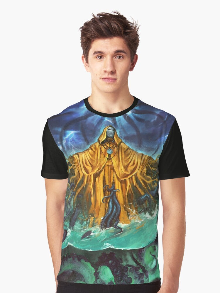 Cthulhu horror graphic t-shirt featuring the eldritch monster Hastur from the Cthulhu Mythos and Call of Cthulhu roleplaying game - Men