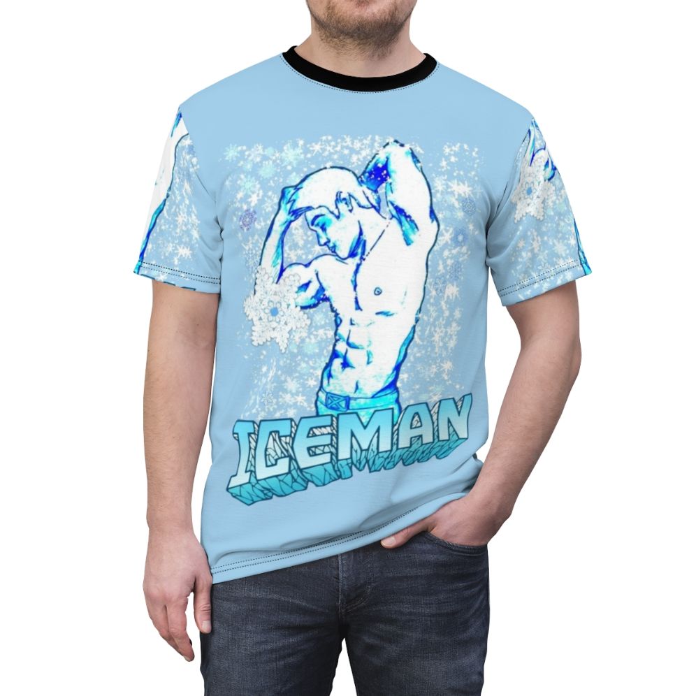 An illustration of Iceman, the mutant superhero from the X-Men, showcasing his icy, cryokinetic abilities. - men front