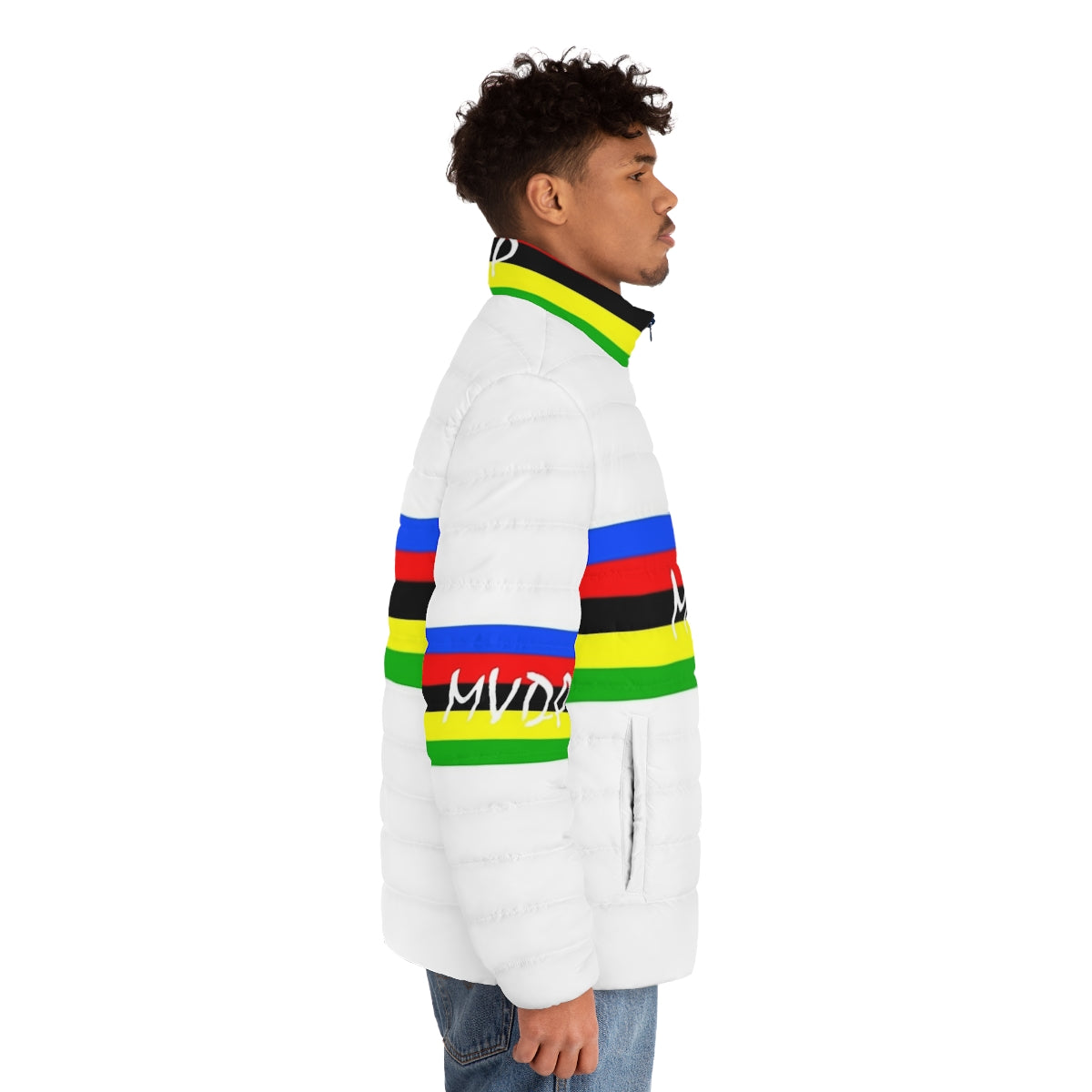 Mathieu Van Der Poel World Champion Puffer Jacket for Cyclists - men side right