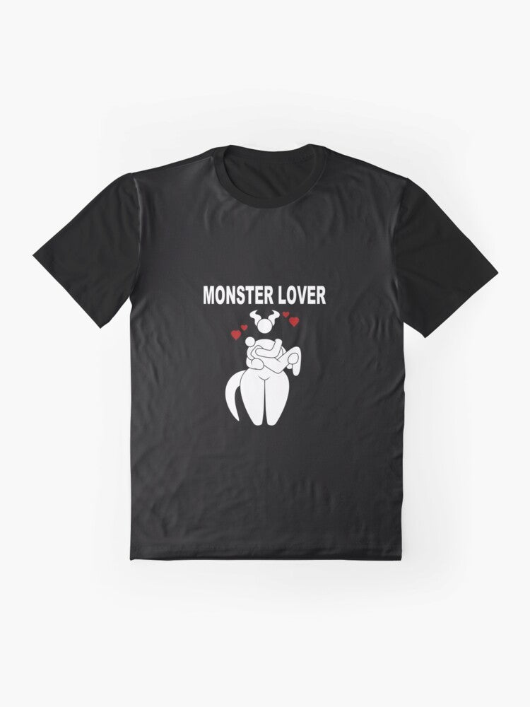 Monster Lover Graphic T-Shirt with a black and white design - Flat lay