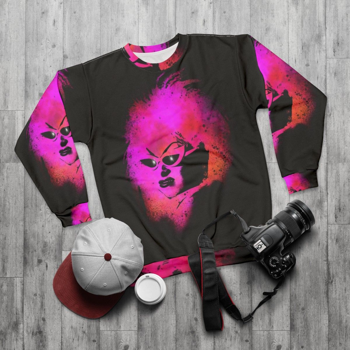 Divine Decadence Sweatshirt - John Waters Inspired Fashion - flat lay