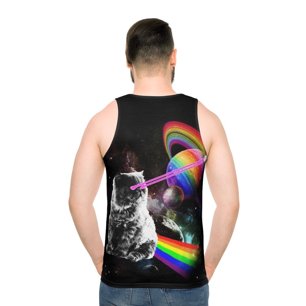 Cosmic cat in a galaxy tank top - men back