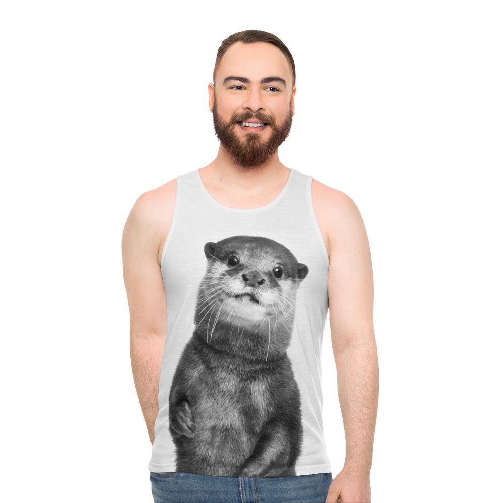 Otter animal portrait graphic on unisex tank top - men