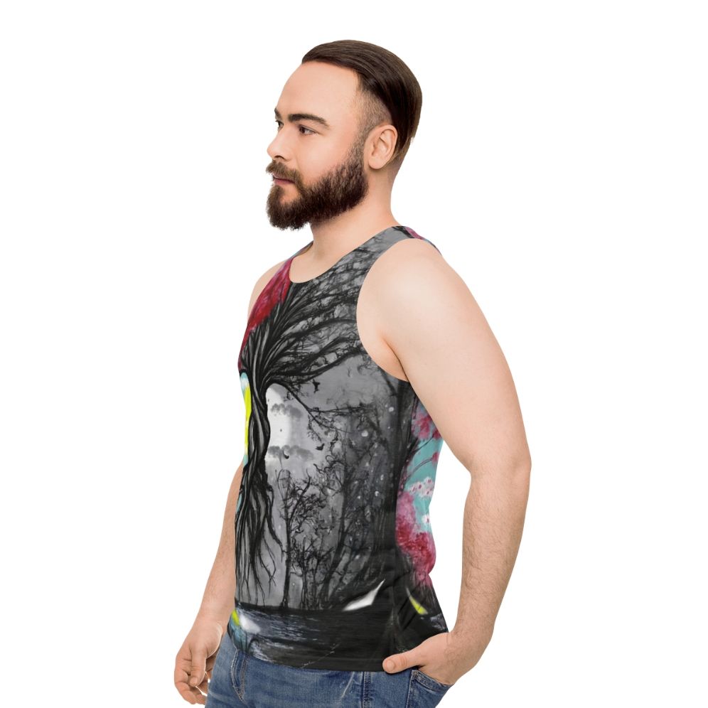 Tree of Life Unisex Tank Top with Meaningful Nature Inspired Design - men side