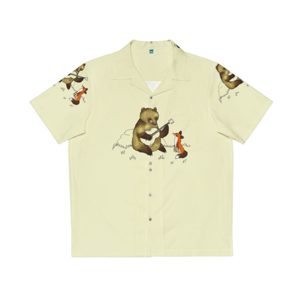 Bear and Fox Hawaiian Shirt - Nature Themed Animal Print Tropical Shirt