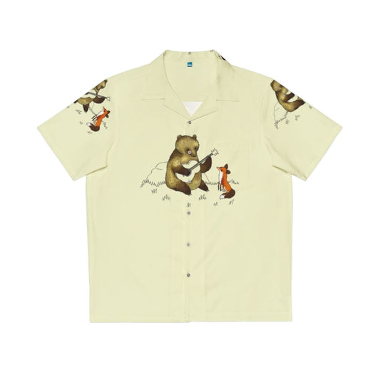 Bear and Fox Hawaiian Shirt - Nature Themed Animal Print Tropical Shirt