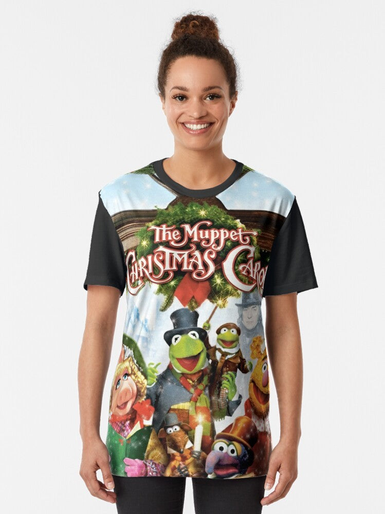 Graphic t-shirt featuring characters from the classic holiday movie "The Muppet Christmas Carol" - Women