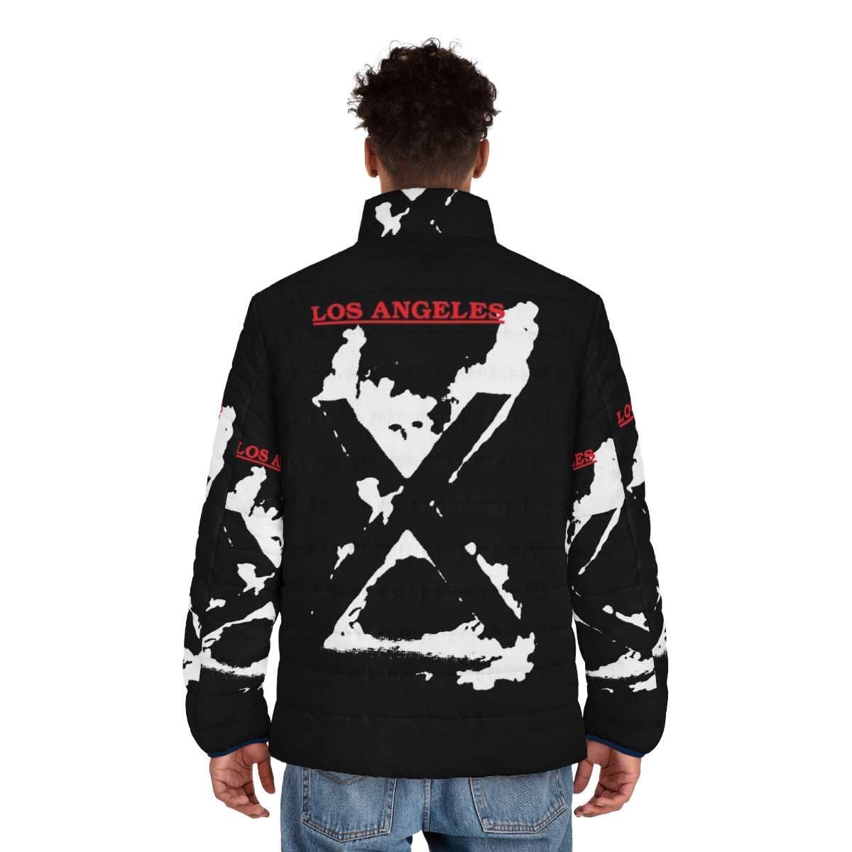 X Los Angeles Punk Hardcore Puffer Jacket - Streetwear for the Urban Rebel - men back