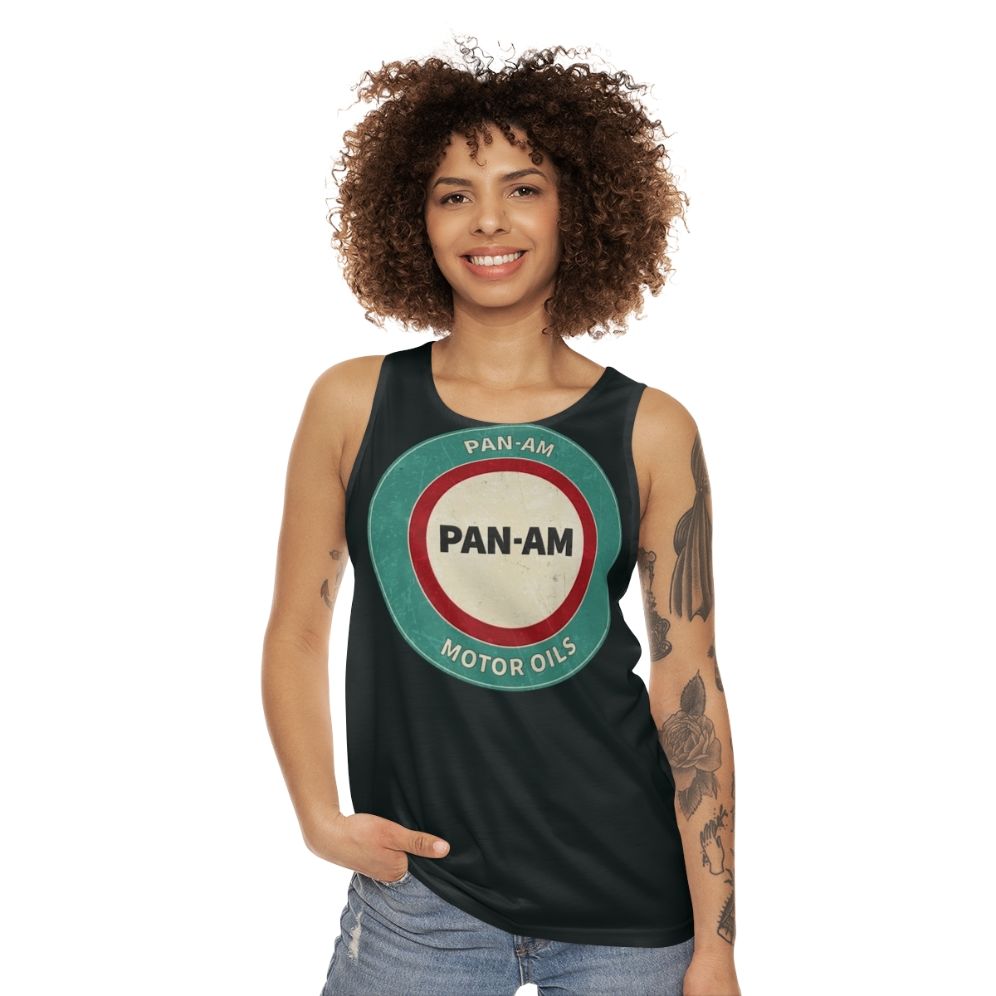 Vintage Pan Am American Motor Oils Unisex Tank Top - women