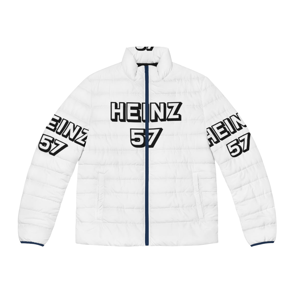 Metis-inspired puffer jacket with Heinz 57 design