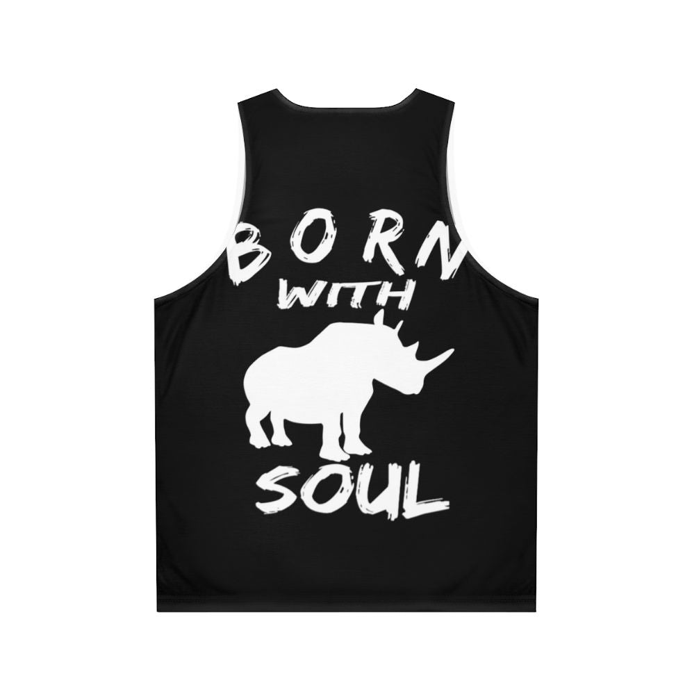 Unisex tank top with a rhinoceros graphic design - Back