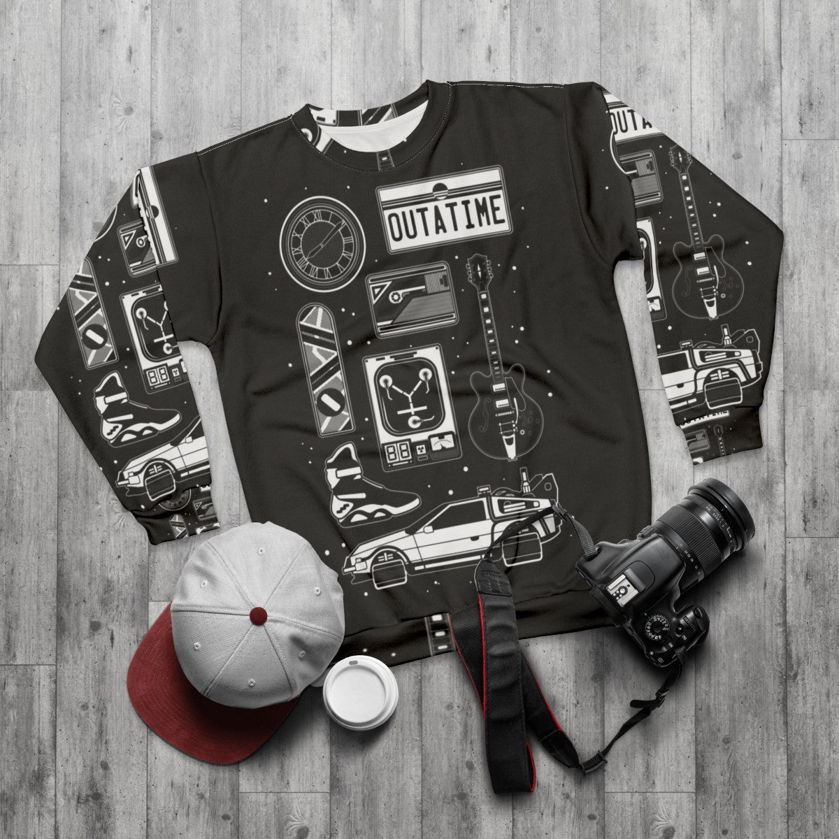 Retro BTTF icon set sweatshirt - flat lay