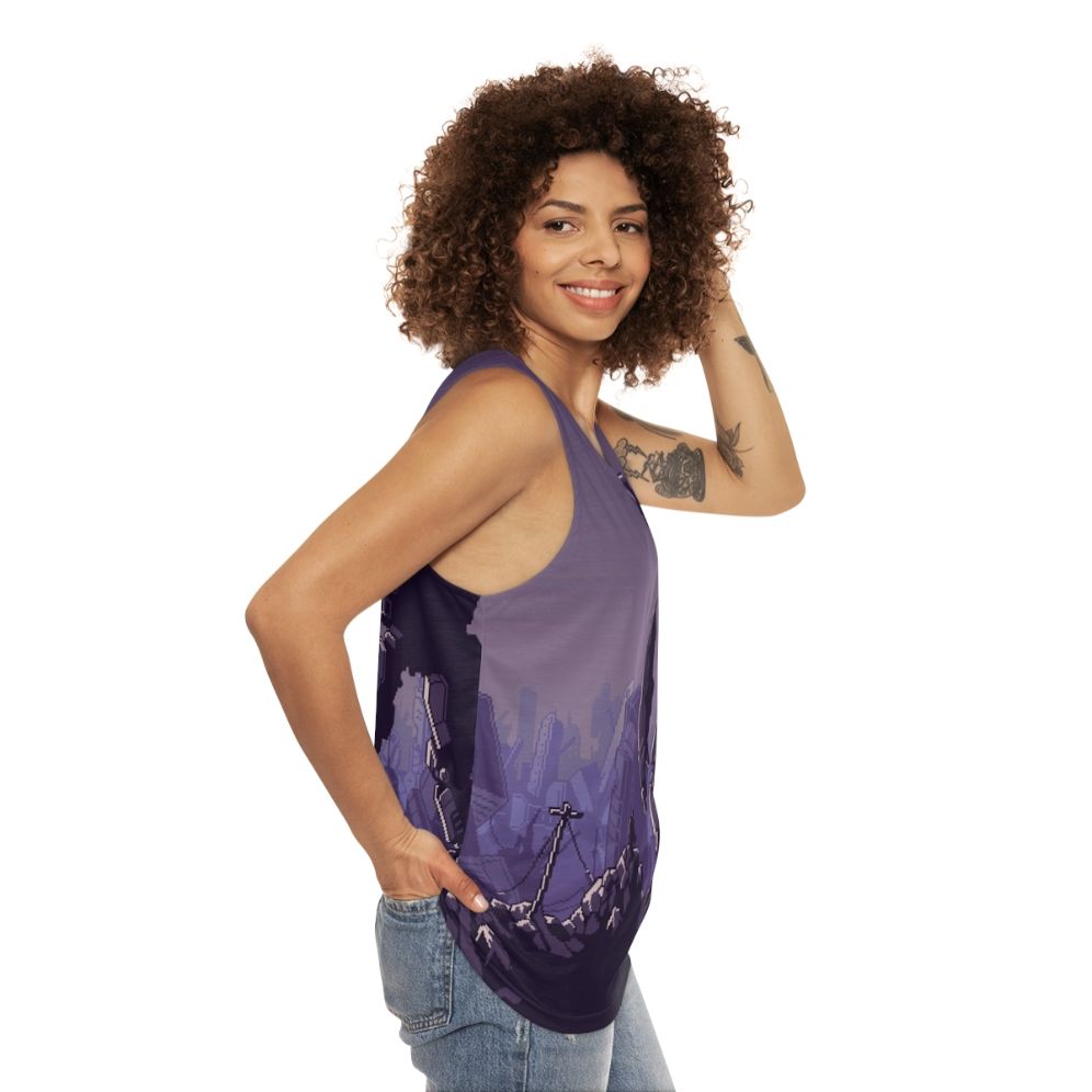 Mech Warrior Unisex Tank Top - women side