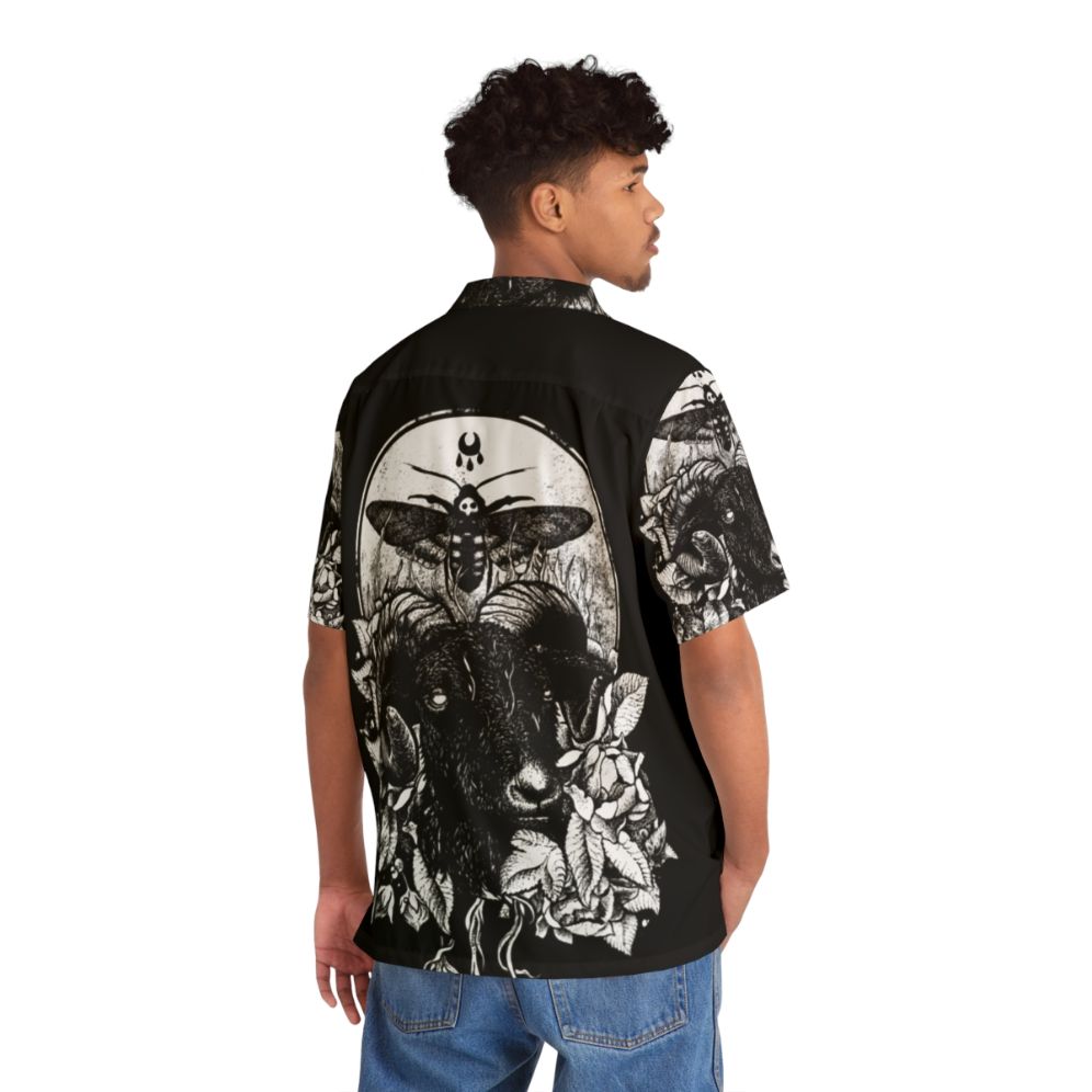 Dark Gothic Hawaiian Shirt with Nature and Occult Inspired Designs - People Back