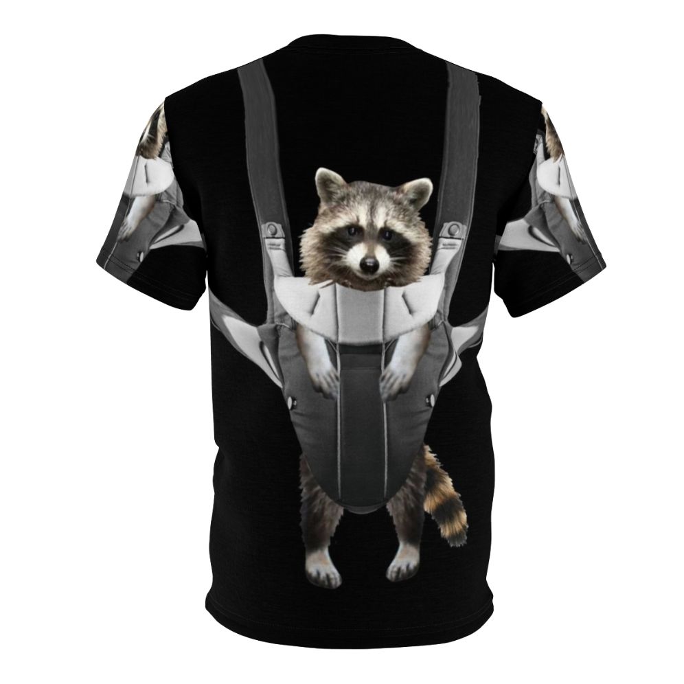 Adorable Raccoon Whisperer T-shirt featuring a cute raccoon in a baby carrier or sling - Back