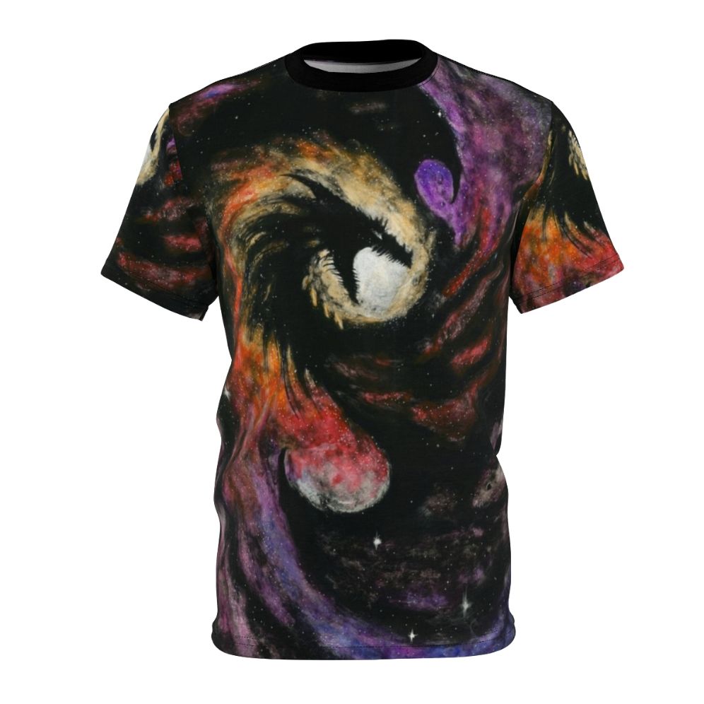 Cosmic dragon graphic on a high-quality t-shirt