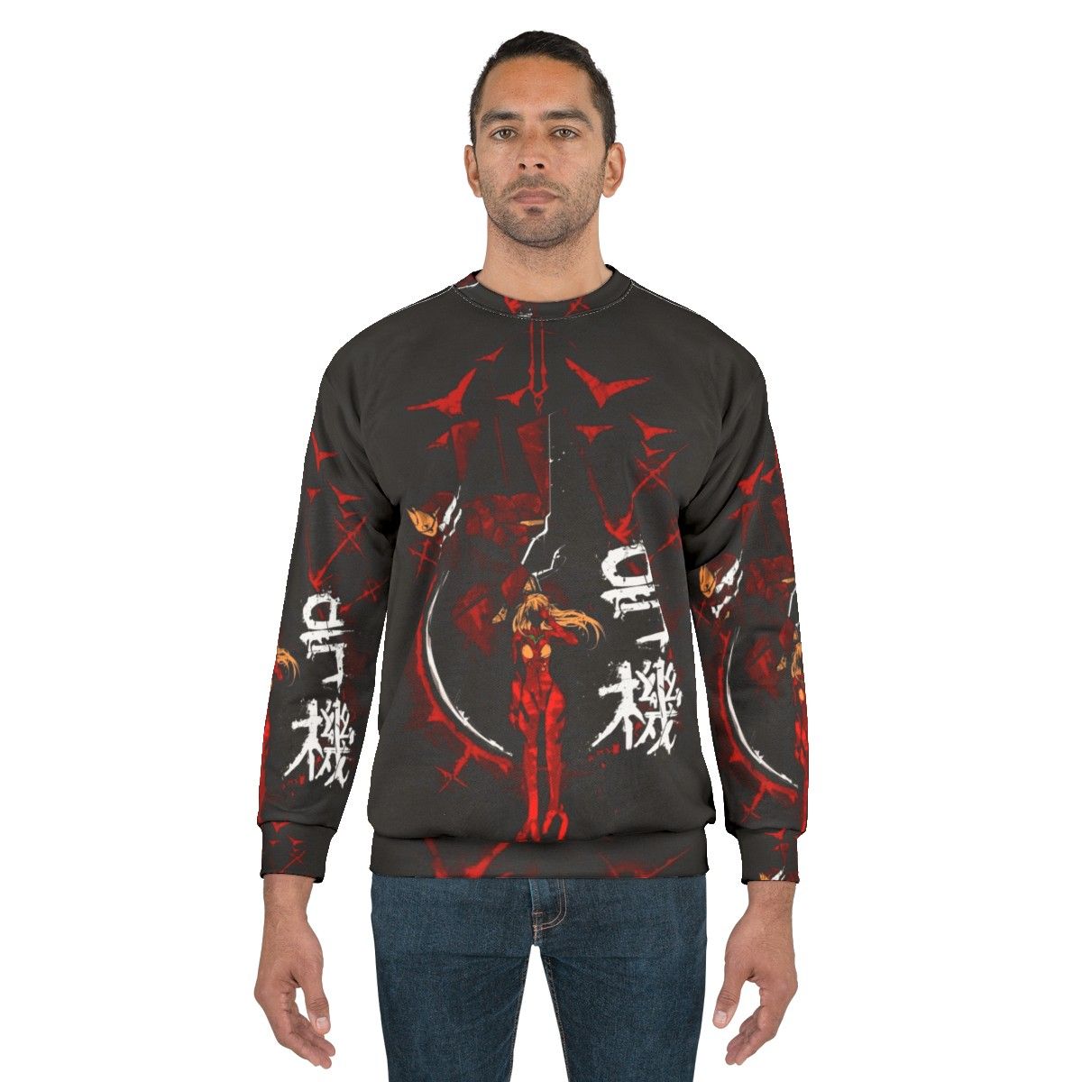 Neon Genesis Evangelion Inspired Sweatshirt with Mecha and Graffiti Designs - men