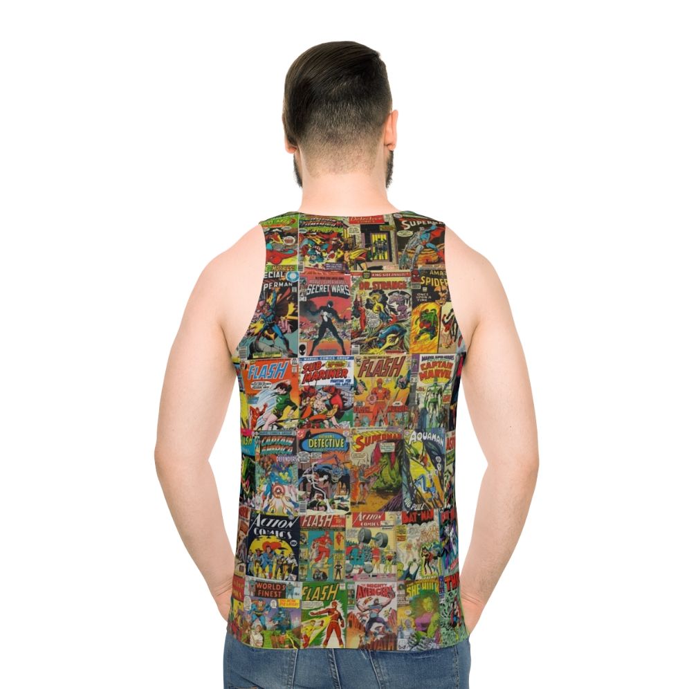 Vintage comic book pattern unisex tank top - men back