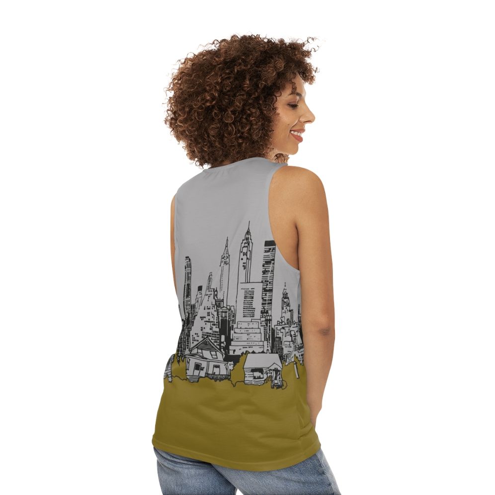 Unisex tank top featuring the album cover of "The Hissing of Summer Lawns" by Joni Mitchell - women back