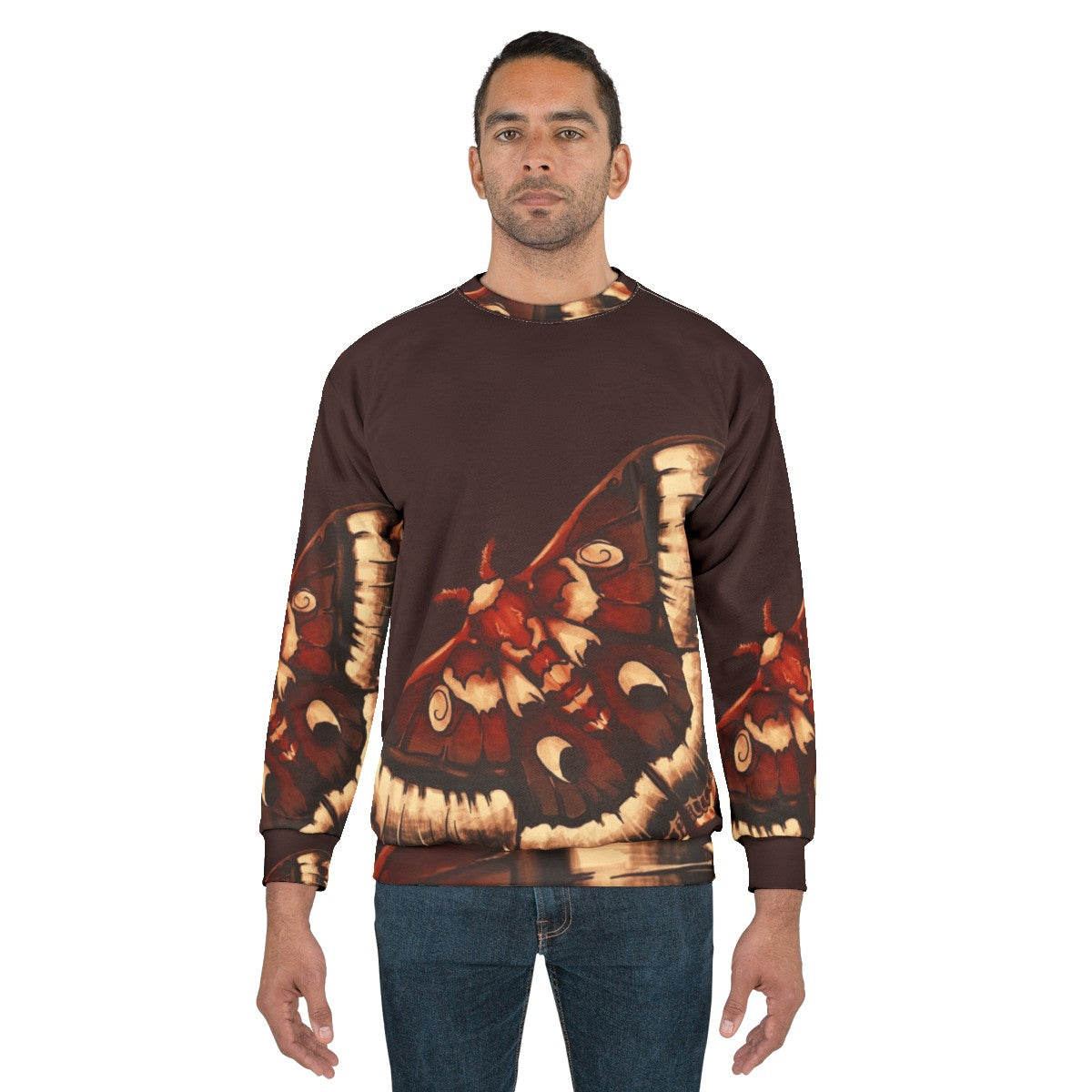 Cecropia moth graphic on a cozy sweatshirt - men