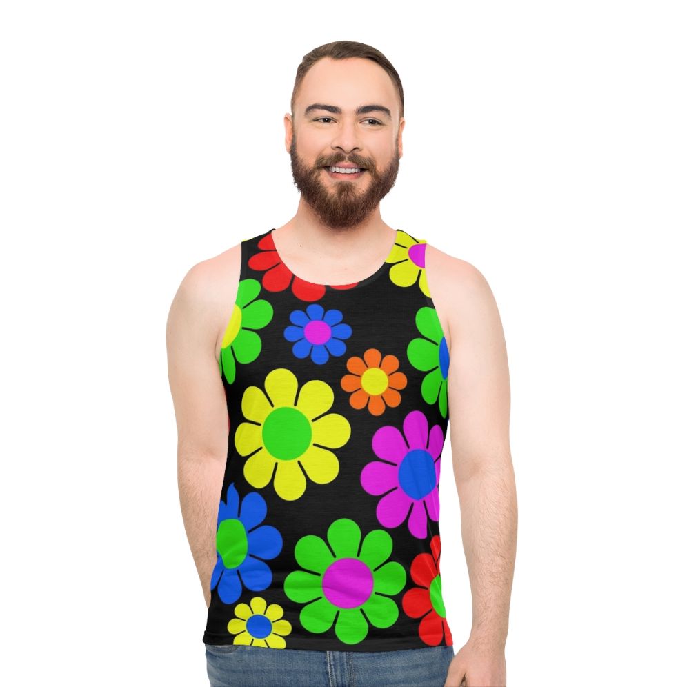 Hippy flower daisy spring pattern unisex tank top - men