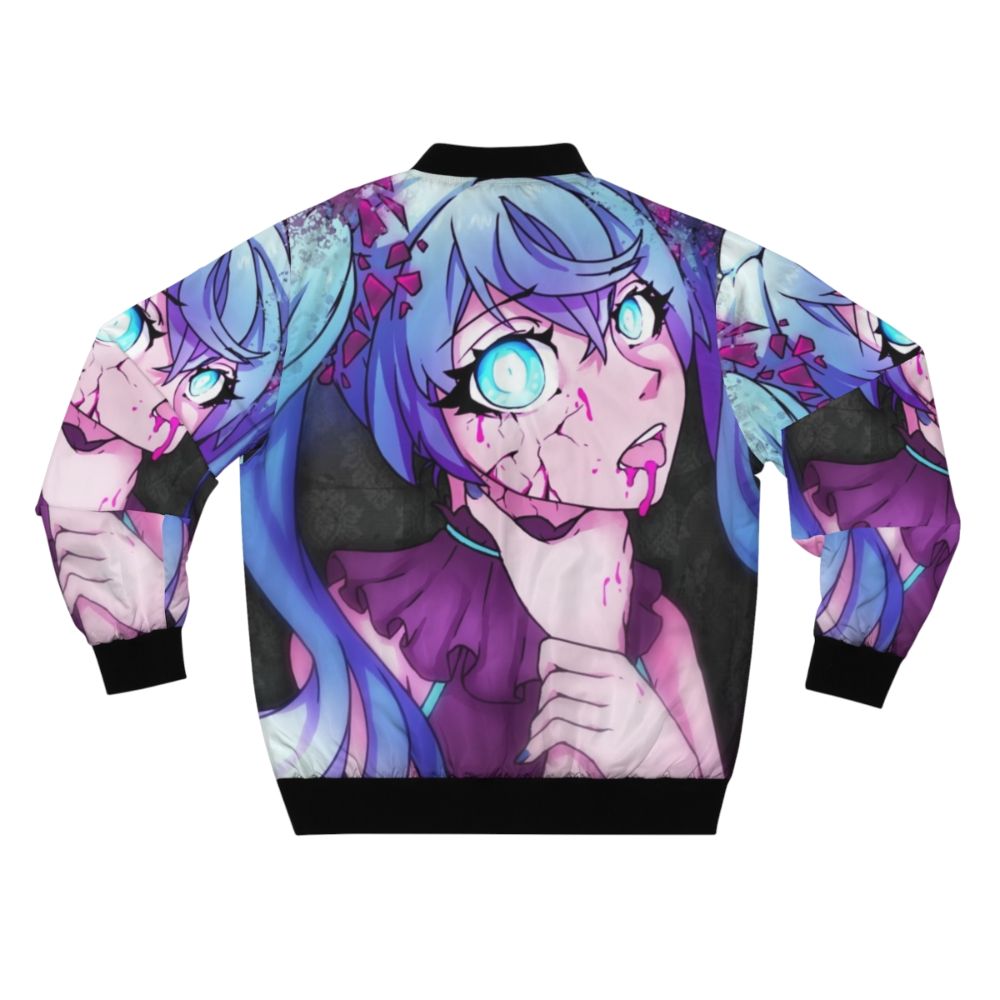 Hatsune Miku inspired anime style bomber jacket with neon lights and sparkles - Back