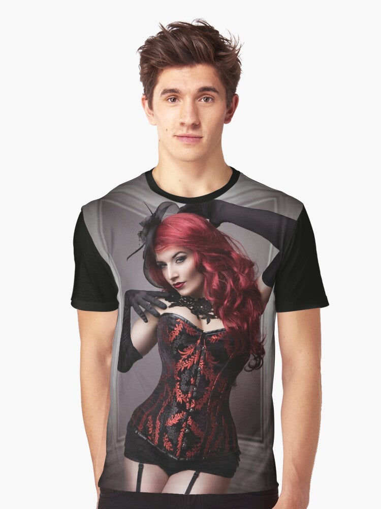 Diva graphic t-shirt for women featuring a gothic, goth, and red-haired design - Men