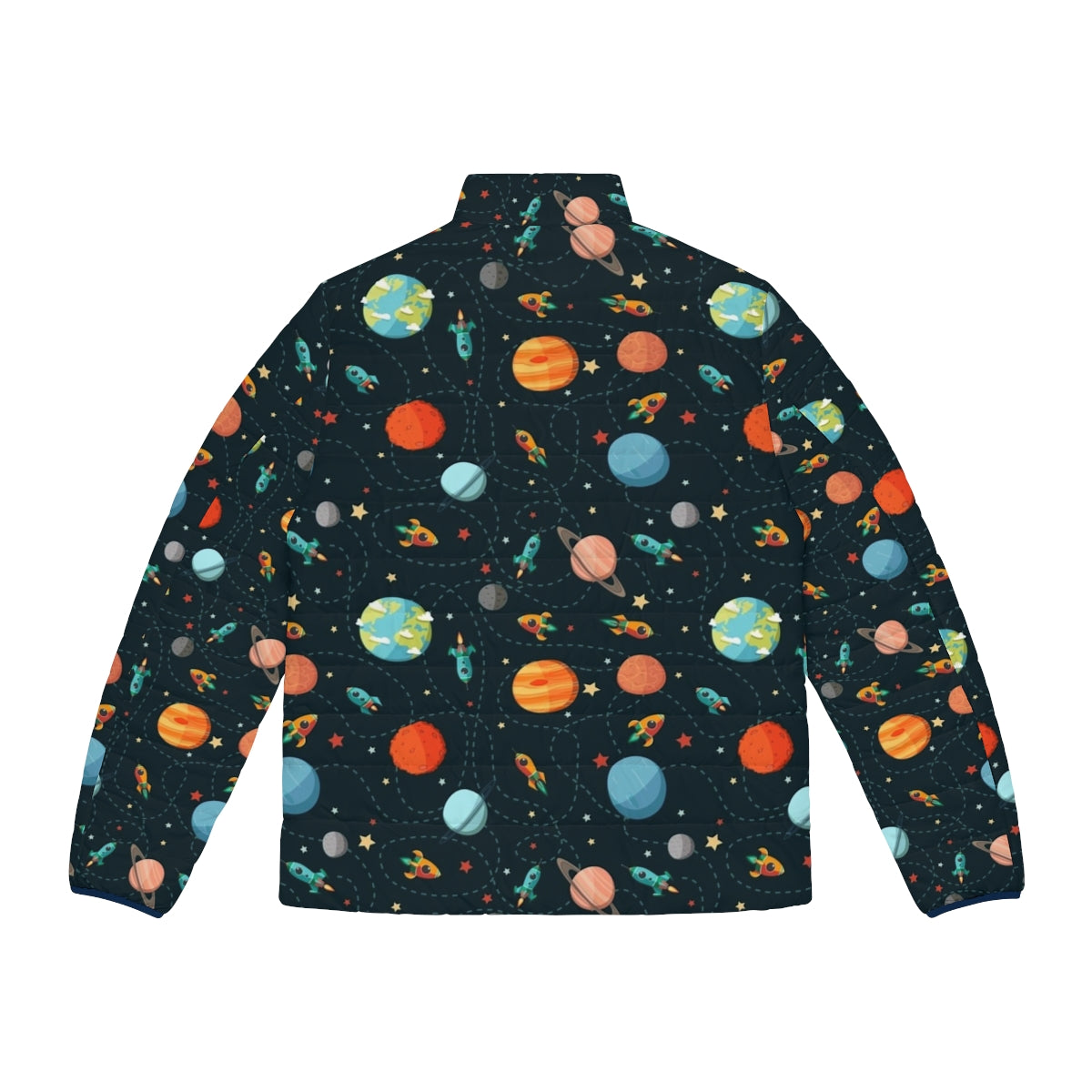 Cute and cozy space-themed puffer jacket for children - Back