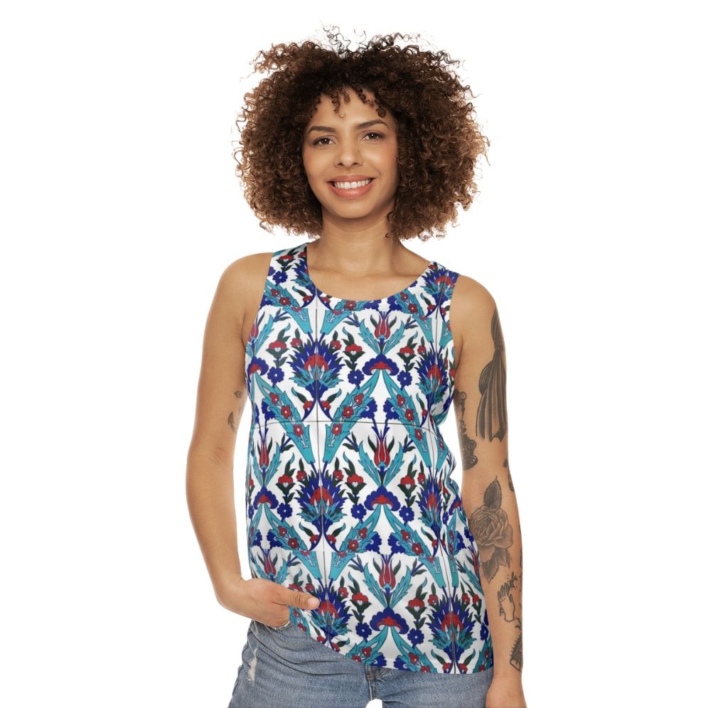 Turkish Iznik Floral Pattern Unisex Tank Top - women