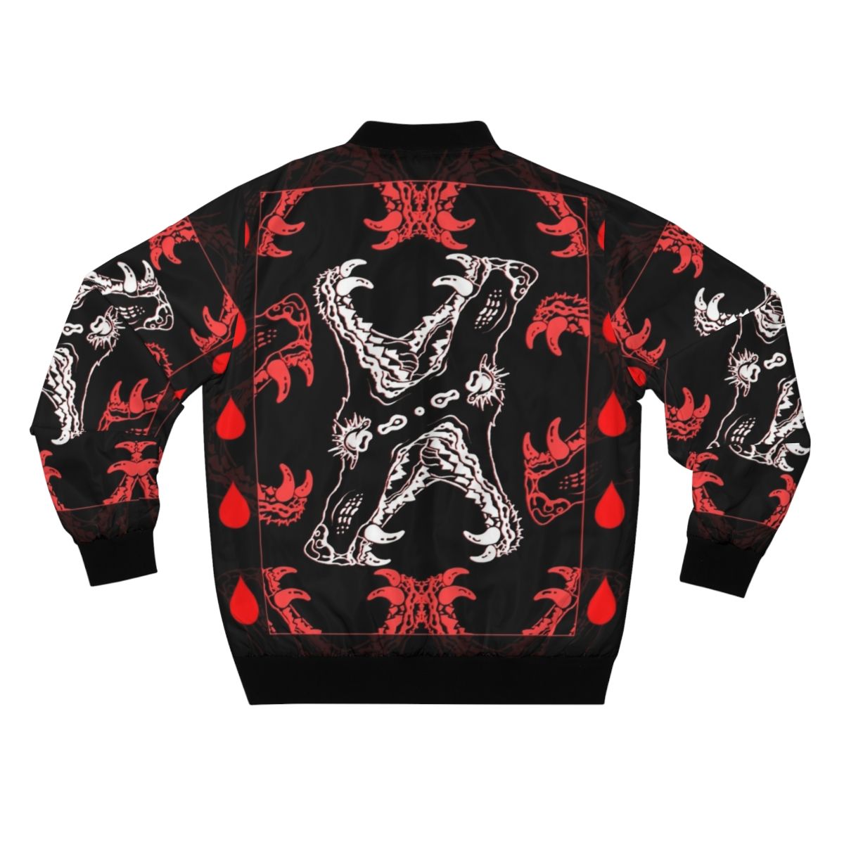 Gaping jaws dog teeth bomber jacket with a sinister, horror-inspired design - Back