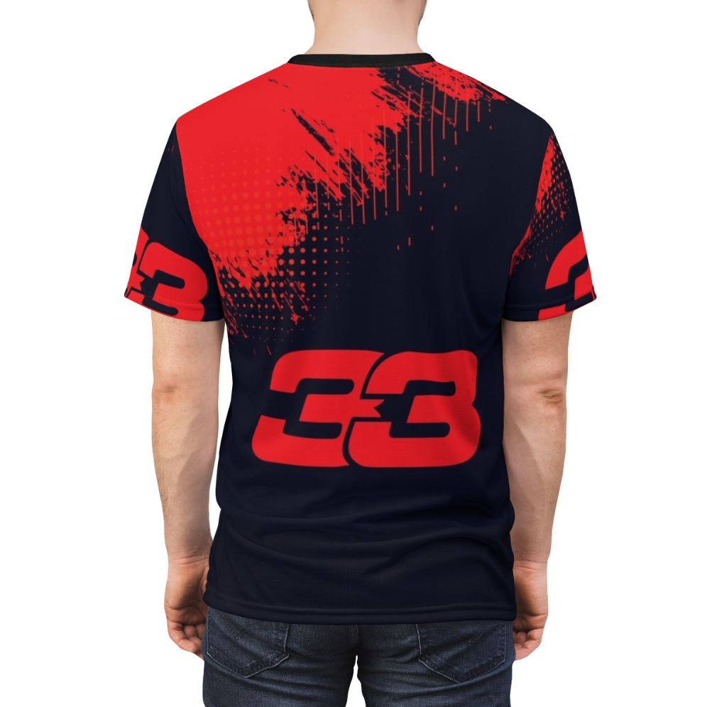 Formula 1 inspired t-shirt featuring Max Verstappen's race car number 33 - men back