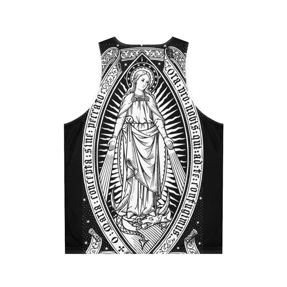 Vintage Virgin Mary Engraved Unisex Tank Top - Back