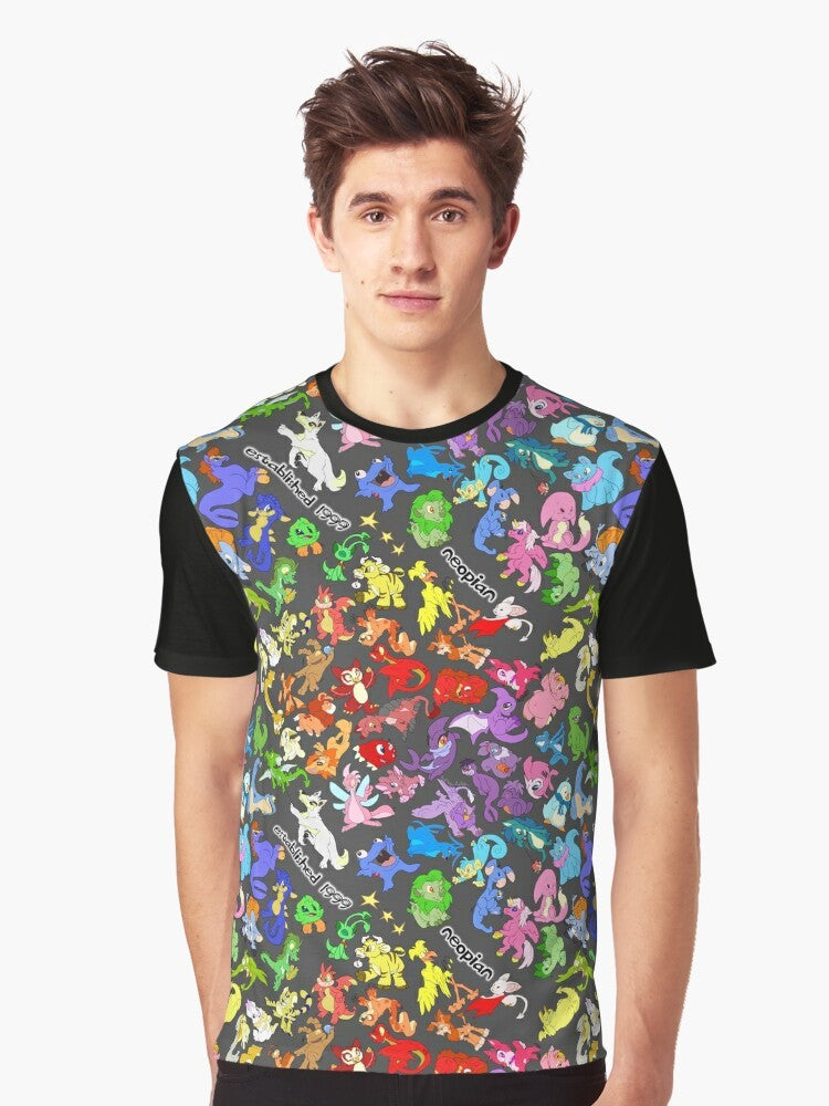 Neopets characters all over a graphic t-shirt - Men