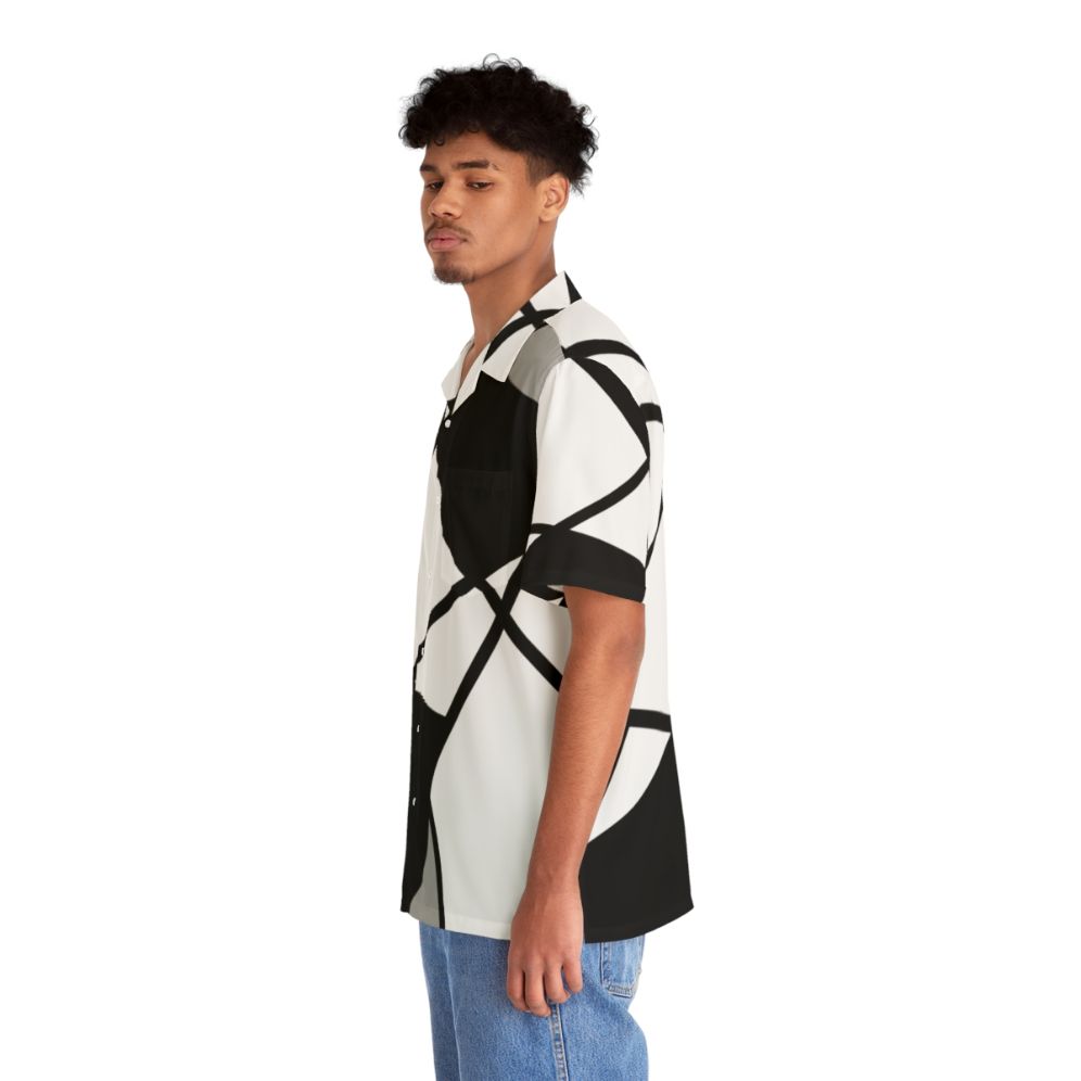 Black geometric pattern modern Hawaiian shirt - People Left